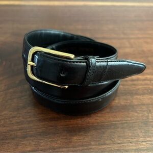 Vintage Black Genuine Eel Skin Belt Gold Buckle Size 42